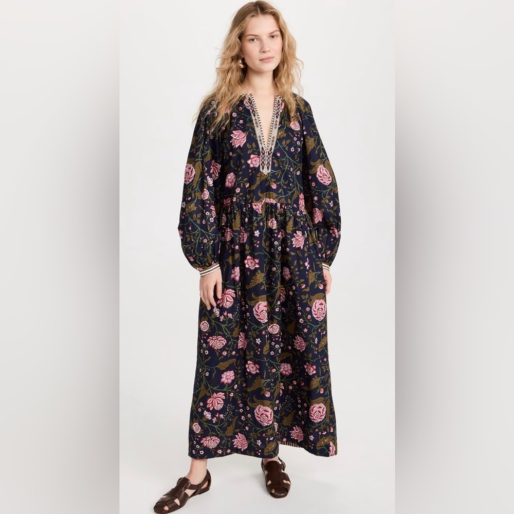Alix of Bohemia Celeste Navy Peony Dress, Size Medium